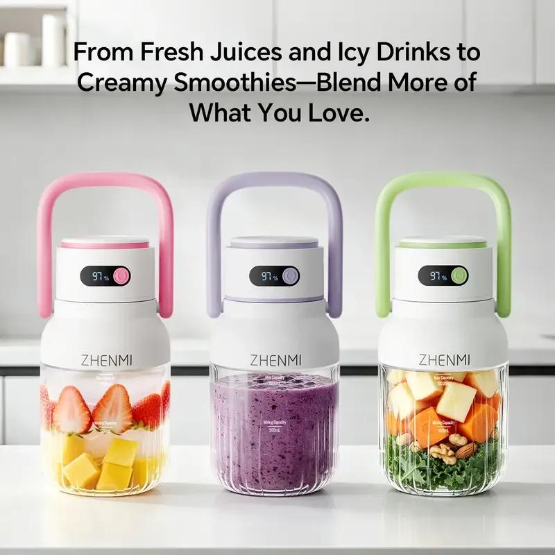 The Thoughtful Gift for Holidays & Birthday: ZHENMI Cordless Blender, 33oz BPA-Free, Perfect for Making Two-Serving Smoothies, Crushes Ice, USB Rechargeable – For a Fresh & Healthy Start as a Couple. Share Healthy Moments Together! outdoor