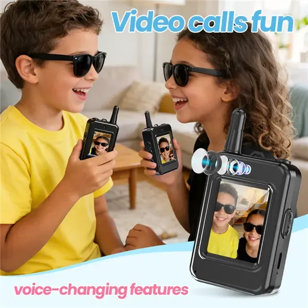 Kids video walkie talkies Set (2-Piece), Rechargeable Long-Range Two-Way Radio Toys, Suitable for Boys and Girls Ages 3-12, Outdoor Adventures, Camping, Hiking, Birthday Gifts, Black Halloween gifts Durable Colorful