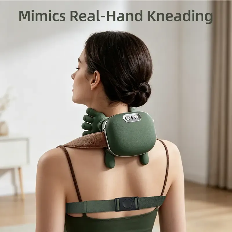 Wireless Portable Electric Neck-Shoulder Massager with Bionic Hand Deep Tissue Kneading, Heat Therapy, Full-Body Vibrating Acupoint Massage, 2000mAh USB Rechargeable, Neck Shoulder Relaxer, Self Care Products, Gifts for Him, Relaxing Gifts