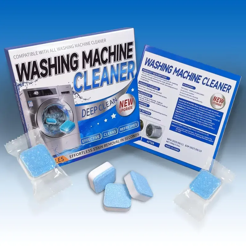 Enzyme Washing Machine Cleaner Tablets (12 Pack) – 2X Power Deep Clean Laundry Machine Cleaner Descaler for HE, Front Load & Top Load Washer, Removes Odor, Fur, Residue & Buildup (1-Year Supply)