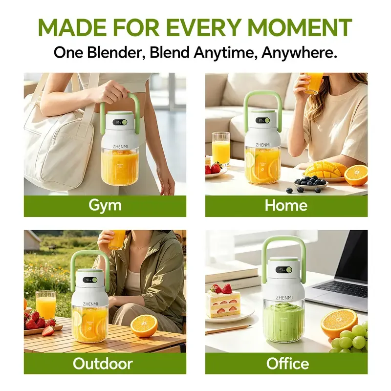 The Thoughtful Gift for Holidays & Birthday: ZHENMI Cordless Blender, 33oz BPA-Free, Perfect for Making Two-Serving Smoothies, Crushes Ice, USB Rechargeable – For a Fresh & Healthy Start as a Couple. Share Healthy Moments Together! outdoor