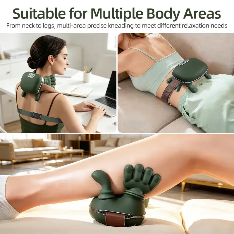 Wireless Portable Electric Neck-Shoulder Massager with Bionic Hand Deep Tissue Kneading, Heat Therapy, Full-Body Vibrating Acupoint Massage, 2000mAh USB Rechargeable, Neck Shoulder Relaxer, Self Care Products, Gifts for Him, Relaxing Gifts