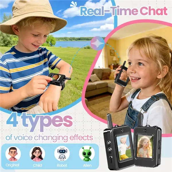 Kids video walkie talkies Set (2-Piece), Rechargeable Long-Range Two-Way Radio Toys, Suitable for Boys and Girls Ages 3-12, Outdoor Adventures, Camping, Hiking, Birthday Gifts, Black Halloween gifts Durable Colorful