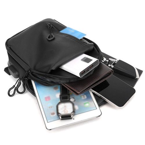 JY300 atacado mens saco de peito com USB portátil moda casual crossbody saco de couro resistente ao desgaste folheado saco de peito de esportes ao ar livre