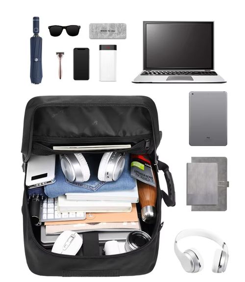 Mochila preta mochila para laptop com porta de carregamento impermeável mochila de caminhada ao ar livre de curta distância