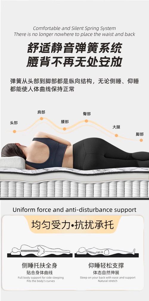 High-quality spring mattress, 25cm thick, soft and comfortable.