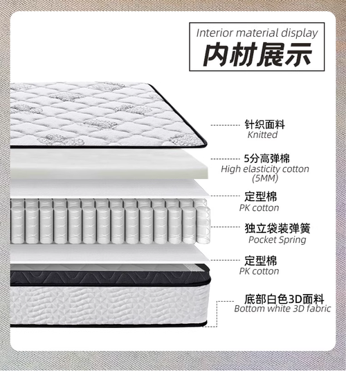 High-quality spring mattress, 25cm thick, soft and comfortable.