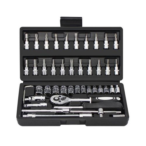 46pcs Multi-Functional Auto Repair Wrench Set Universal Manual Tool Box Small Hand Tools Including Socket Set