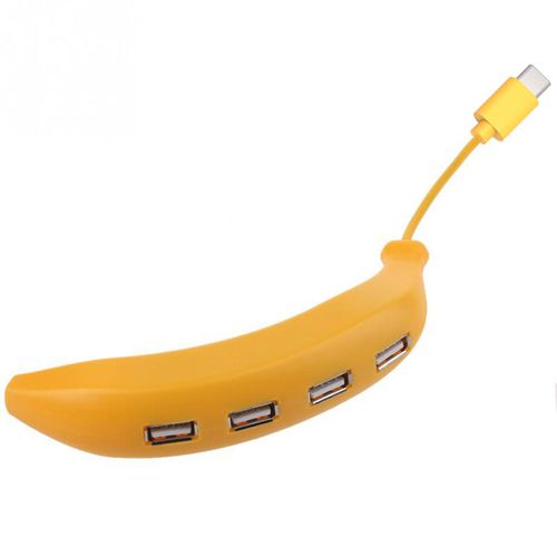 4-Port Cute Banana-Shaped USB 2.0 HUB Mini Interface