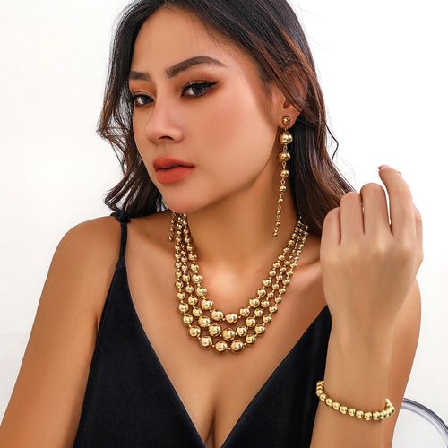 1128 Metal ball stud necklace