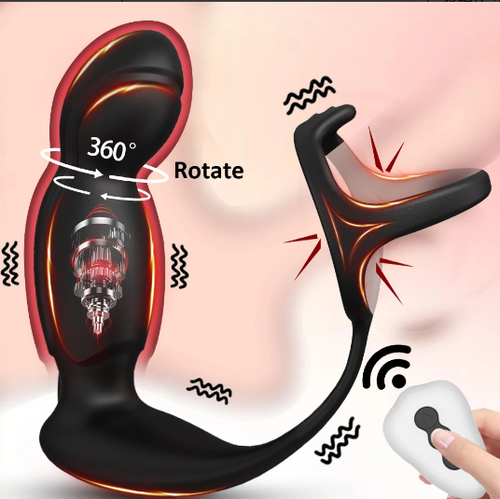 Prostate Massager Anal Vibrator Thrusting Vibrating 7 Modes with Cock Ring Anal Plug Anal Sex Toys P Spot Massager Male Sex Toys for Men & Women Waterproof Remote (Slate-Black)  MGK08