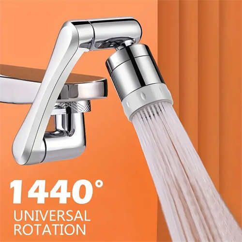 1440 degree rotary stainless steel faucet, bathroom faucet with two flow modes and anti-splash mechanical telescopic arm rotatable bubbler extension nozzle anti-splash device