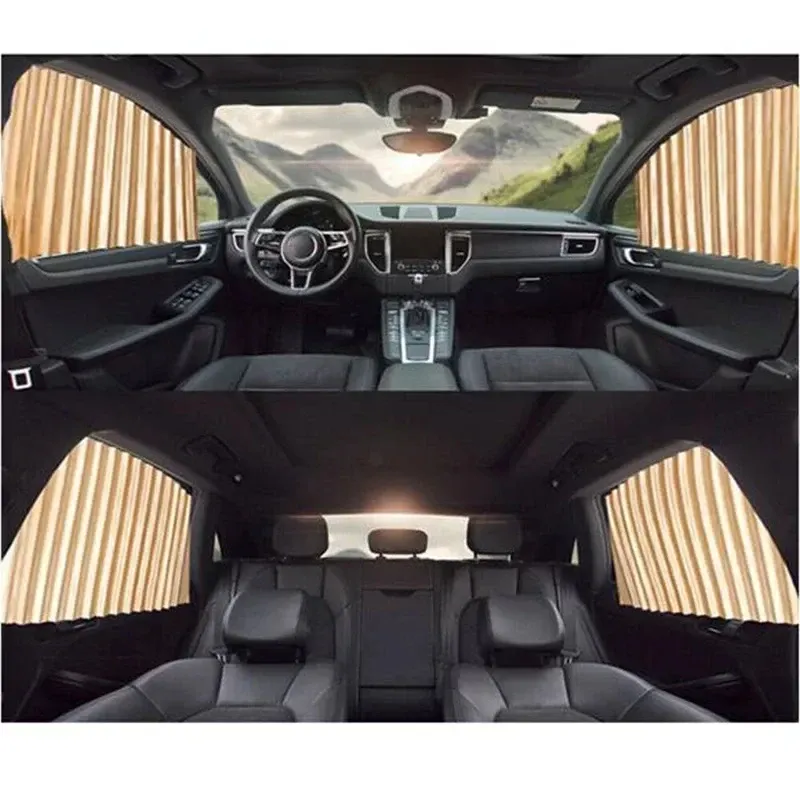 4PCS car privacy curtain, retractable track side window car sunshade curtain, light-blocking and sunshade privacy self-priming magnetic attraction car curtain