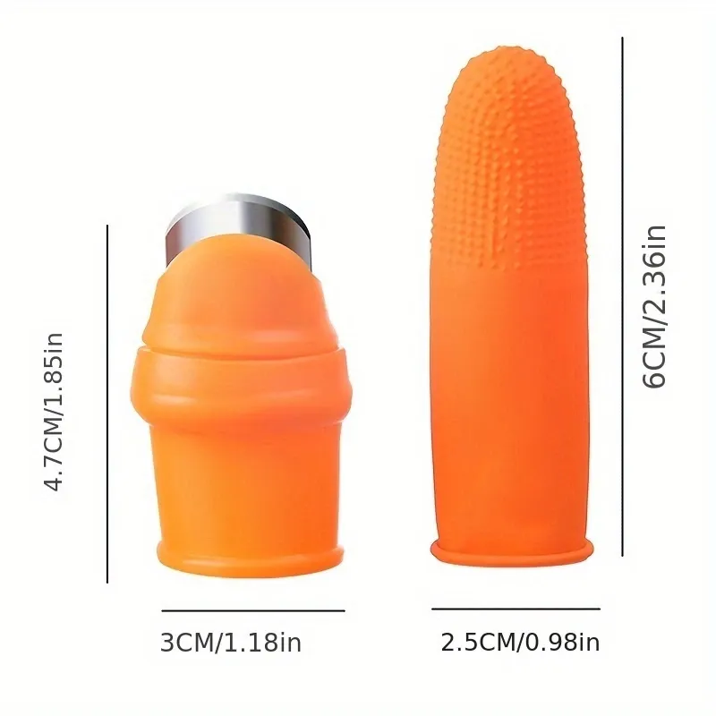 30-piece set of garden silicone thumb knives - including 5 ergonomic orange thumb knives with textured grips and 25 finger cots, perfect for fruit picking and plant pruning
