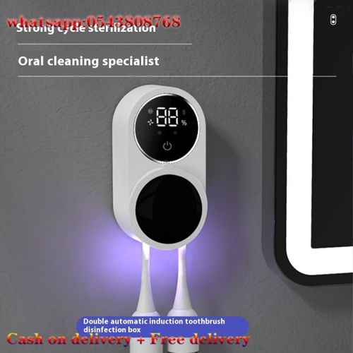 Smart dual toothbrush sterilizer, automatic cycle disinfection, power display, wall-mounted - perfect for bathroom use, holiday gift for family, friends