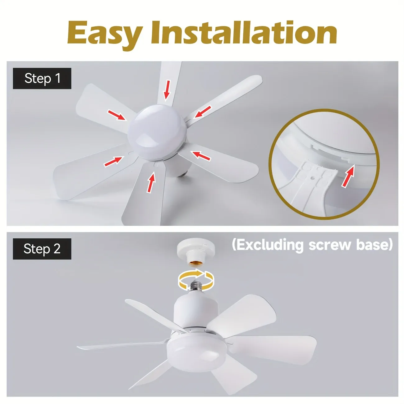 Socket fan light with remote control, screw ceiling-mounted fan, dimmable light, adjustable strong airflow quiet ceiling-mounted fan light kit bulb