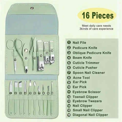 Nail clipper nail tool kit with portable travel case, cuticle and cutter kit, professional nail clipper pedicure kit, travel beauty kit