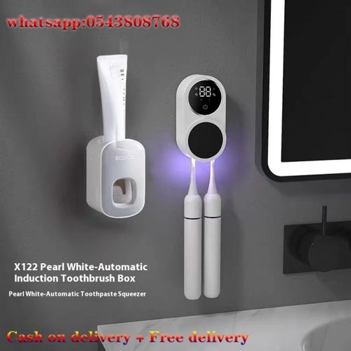 Smart dual toothbrush sterilizer, automatic cycle disinfection, power display, wall-mounted - perfect for bathroom use, holiday gift for family, friends