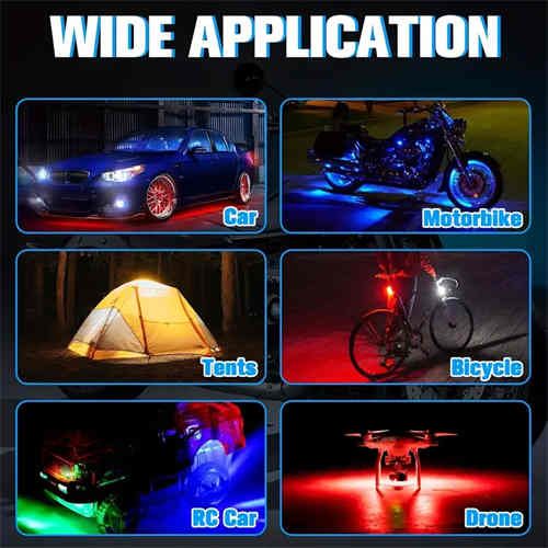 Remote control LED colorful night lights, car chassis lights, motorcycle decorative lights, suitable for motorcycles, cars, bicycles, waterproof IP65