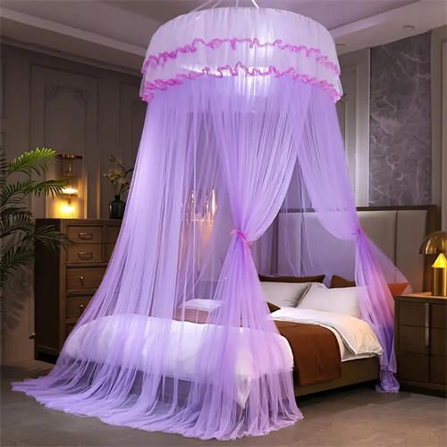 Dome ceiling mosquito net canopy, fresh crypto tent net Princess style, foldable bed curtain, suitable for all bed sizes, hand wash only, woven polyester canopy without support