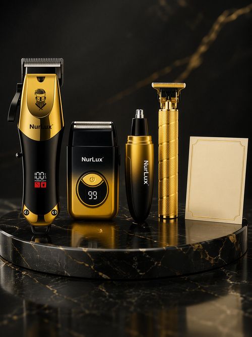 High end four piece hair clipper set, professional rechargeable wireless electric hair clipper, sharp blade, men's hair shaving and beard trimming tool, household hair cutting set, sharp blade does not get stuck in the hair, strong power, more convenient for daily styling