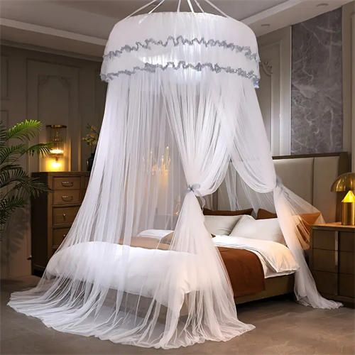 Dome ceiling mosquito net canopy, fresh crypto tent net Princess style, foldable bed curtain, suitable for all bed sizes, hand wash only, woven polyester canopy without support