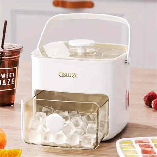 Ice maker, large capacity double design refrigerator with easy lid, food grade plastic storage tray for refrigerator - ideal for drinks and coffee, parties, outdoor activities, essential kitchen tools