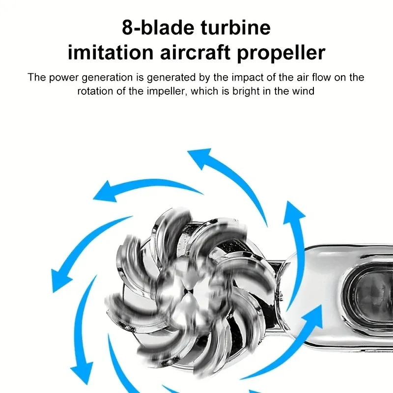 2-piece automotive wind-driven LED fan light, rotating fan light, automotive decorative light that uses wind energy to emit light