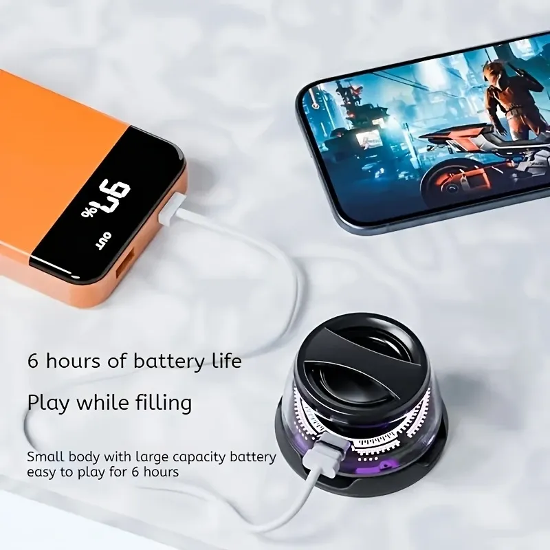 Wireless magnetic portable small speaker, multi-color ambient light, mini phone stand, high-definition bass