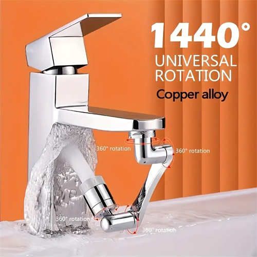 1440 degree rotary stainless steel faucet, bathroom faucet with two flow modes and anti-splash mechanical telescopic arm rotatable bubbler extension nozzle anti-splash device