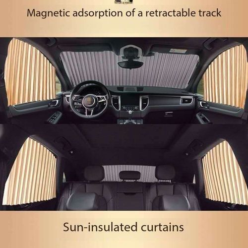 Five-piece sliding car universal sunshade and sun protection curtain with magnetic attachment for the front windshield and side windows - magnetic car-mounted sunshade, sun protection, heat insulation, and UV protection for the car curtains
