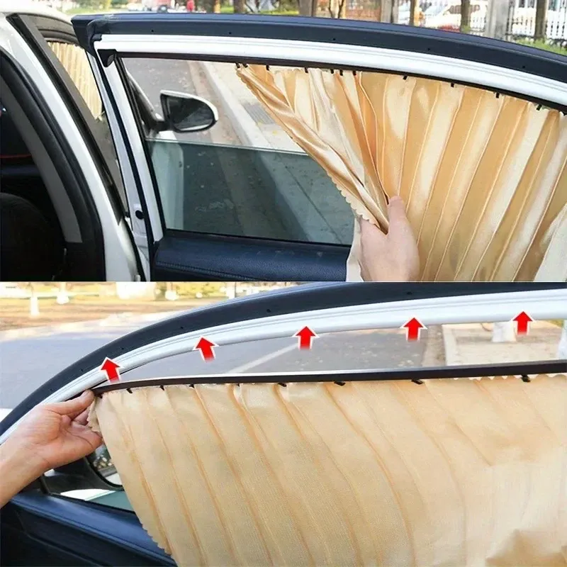 4PCS car privacy curtain, retractable track side window car sunshade curtain, light-blocking and sunshade privacy self-priming magnetic attraction car curtain