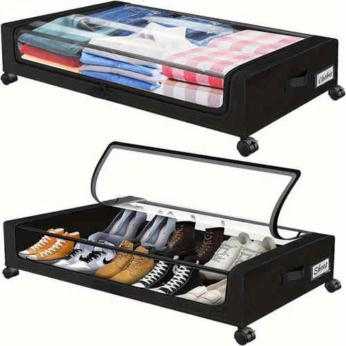 Under bed storage box Dustproof removable luggage Clothes shoes toys books under bed storage rack