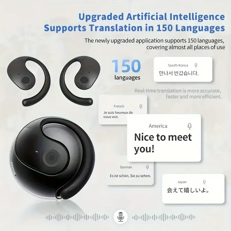 Coconut Ball Translation Headphones: Your portable language bridge supports over 100 languages. The small coconut ball suspension TWS wireless headphones offer lag-free music, translation headphones, meeting recording translation, and real-person voice translation