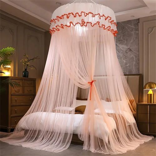 Dome ceiling mosquito net canopy, fresh crypto tent net Princess style, foldable bed curtain, suitable for all bed sizes, hand wash only, woven polyester canopy without support