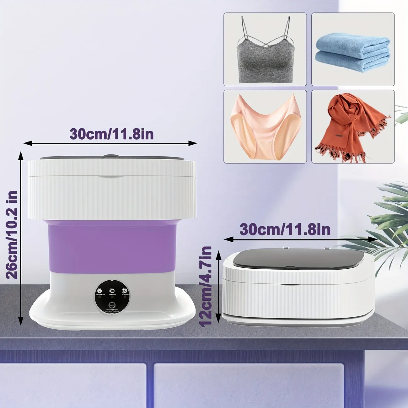 8-liter portable mini washing machine, foldable washing machine, travel washing machine with spin-drying function