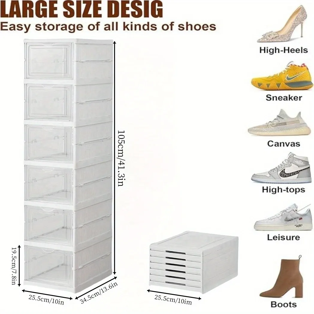 Multi-functional 3-6-layer plastic storage box - transparent folding rack, suitable for shoes, snacks, books and clothing - perfect for kitchen, living room and bedroom space efficiency, shoe storage box