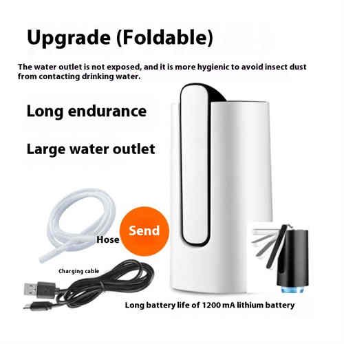 The collapsible electric pump presses the water out of the large bucket water intake water dispenser the water press automatically fills the water