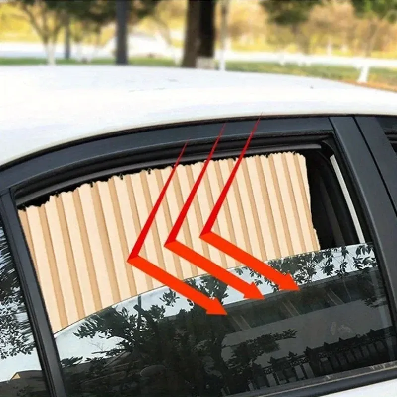 4PCS car privacy curtain, retractable track side window car sunshade curtain, light-blocking and sunshade privacy self-priming magnetic attraction car curtain