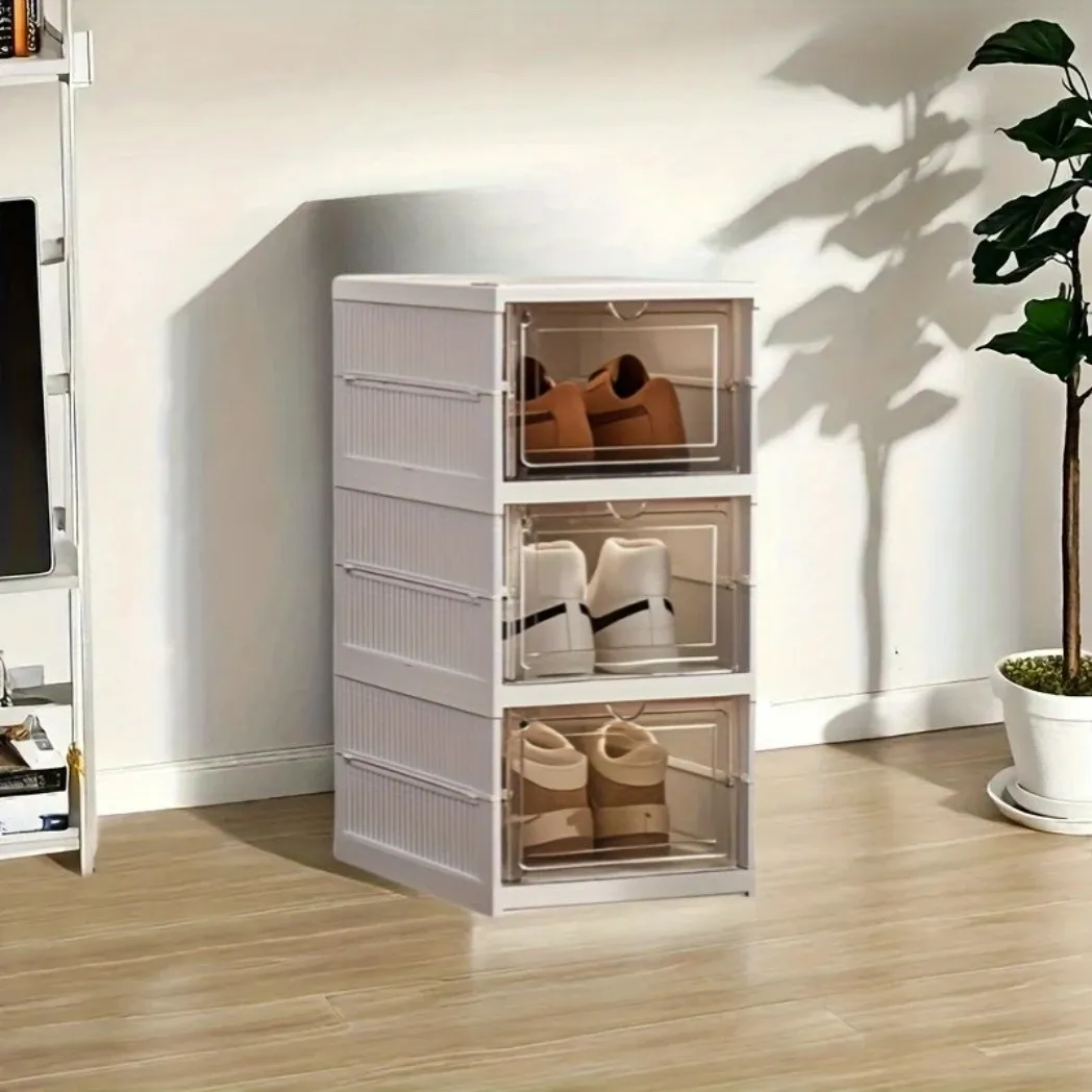 Multi-functional 3-6-layer plastic storage box - transparent folding rack, suitable for shoes, snacks, books and clothing - perfect for kitchen, living room and bedroom space efficiency, shoe storage box