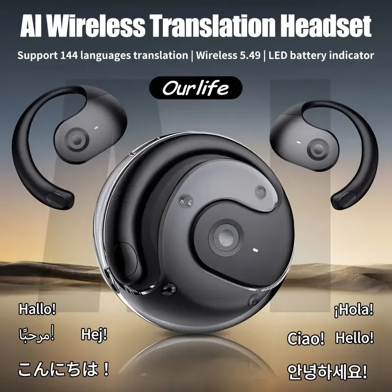 Coconut Ball Translation Headphones: Your portable language bridge supports over 100 languages. The small coconut ball suspension TWS wireless headphones offer lag-free music, translation headphones, meeting recording translation, and real-person voice translation