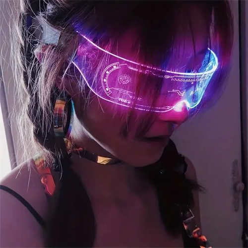 Led-lit glasses - 7-color Cyberpunk sci-fi party glasses for music festivals and night events - durable plastic frame