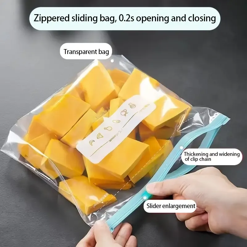 60 storage bags, zipper food preservation bags, food classification storage bags, food preservation sealed bags, suitable for fruits, grains, vegetables and meats, kitchen storage and organization, kitchen accessories