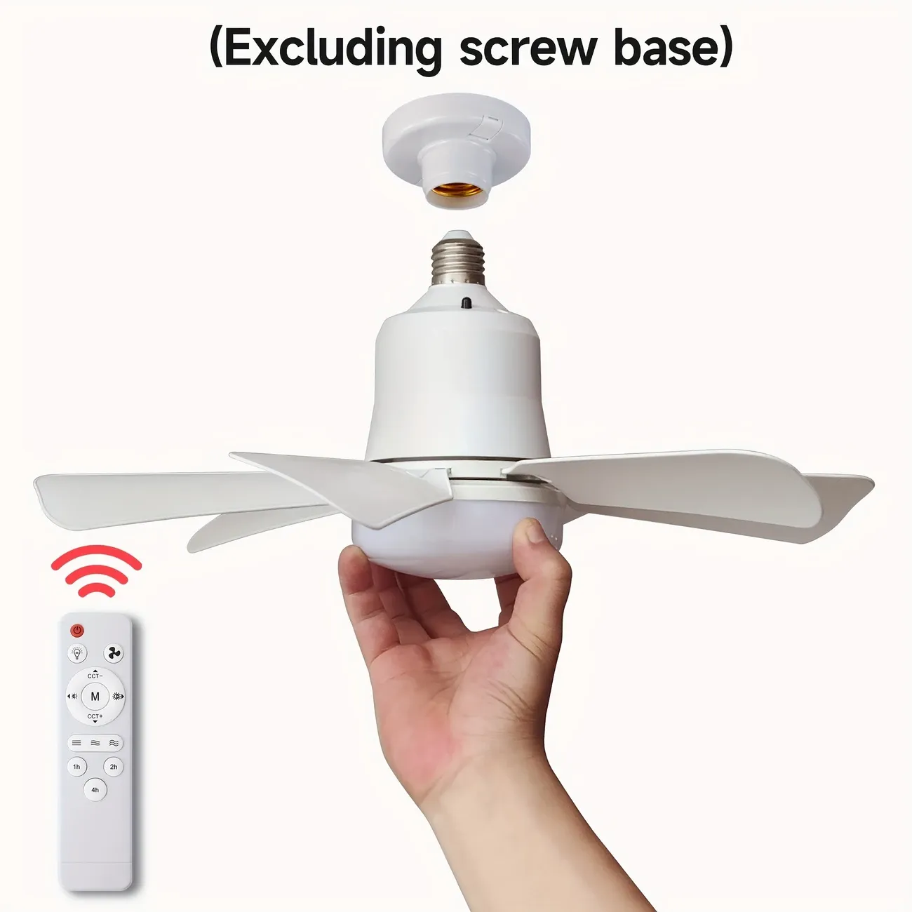 Socket fan light with remote control, screw ceiling-mounted fan, dimmable light, adjustable strong airflow quiet ceiling-mounted fan light kit bulb