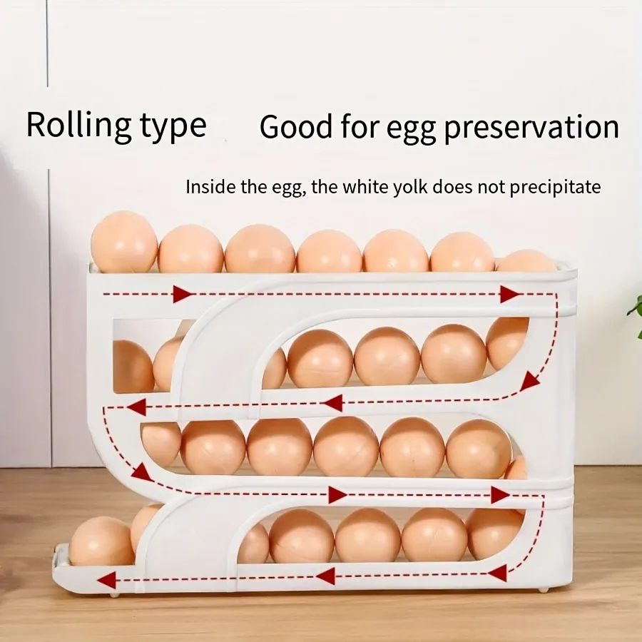 1 3-layer stackable refrigerator door storage box - food-grade PP plastic beige space-saving design, suitable for eggs, vegetables, fruits - modern kitchen and catering accessories, pantry organizer and storage