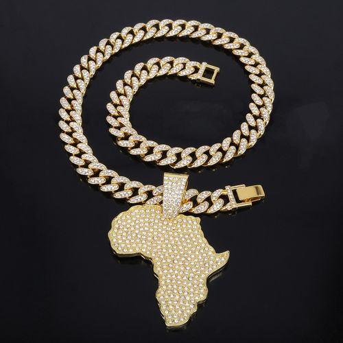 Africa Map Iced Chain Necklace&Hip-Hop