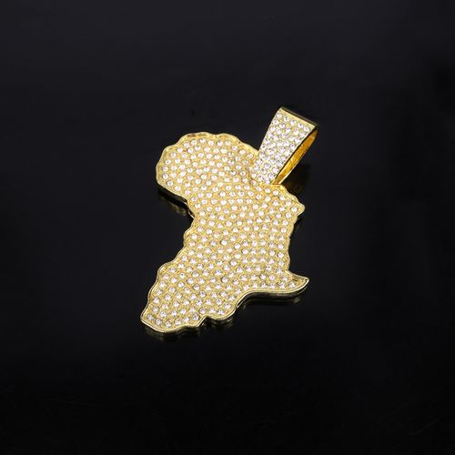 Africa Map Iced Chain Necklace&Hip-Hop