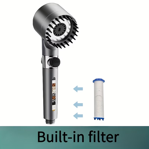 andheld Showerhead with a High-Pressure 3-Spray Function Featuring a Filter Suitable for Hard Water ncludes an On Off Switch and a Showerhead Filter That Removes Chlorine  Modern Bathroom Accessory - High-Quality Wall-Mounted Showerhead