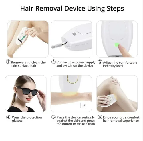 White Gold Hair Removal Device, pulse light to inhibit hair roots, 92% hair removed in 8 weeks: hair growth slows down in 1-2 weeks, hair volume decreases in 3-4 weeks, and there is almost no hair left after 8 weeks. The White Gold body is comfortable to hold, with gentle energy that is gentle on sensitive skin. You can enjoy full freedom of clothing throughout the year without worrying about showing skin.