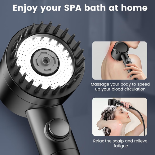 andheld Showerhead with a High-Pressure 3-Spray Function Featuring a Filter Suitable for Hard Water ncludes an On Off Switch and a Showerhead Filter That Removes Chlorine  Modern Bathroom Accessory - High-Quality Wall-Mounted Showerhead